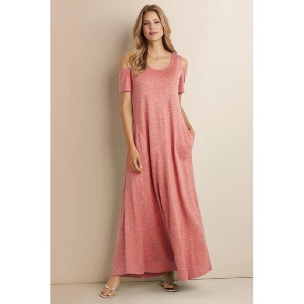 Soft Surroundings Rose Heather Cold-Shoulder Maxi Dress